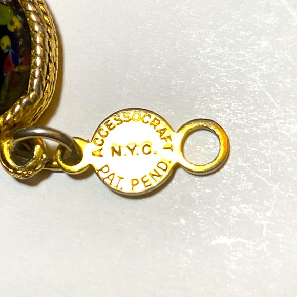 Accessocraft N.Y.C Oval Goldtone Multivolor Glass Beaded Linked Bracelet - Picture 3 of 4